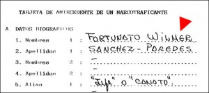 Fichaje del detenido bajo singular alias.