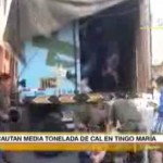 Incautaron cerca de media tonelada de cal que era llevada a Aguaytía para elaborar droga (video)