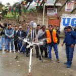 Primera piedra de proyecto de agua y saneamiento para Carhuayoc ejecutado por Antamina a cargo de la Municipalidad de San Marcos