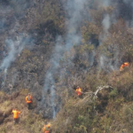La Libertad: Trabajan en extinción de incendio forestal en caserío Choquizonguillo