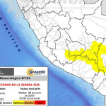 Anuncian precipitaciones en la sierra sur del país